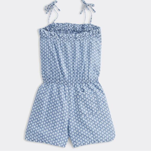 Vineyard Vines Girls Gustavia Block Print Romper Size Medium - Picture 8 of 15
